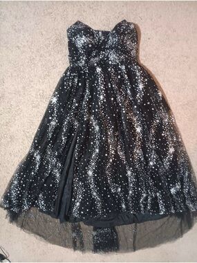 Strapless Black Star Print Tulle Dress